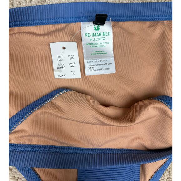 NWT J. Crew Periwinkle Blue Re-imagined Triangle Bikini Top Bottom Set Small - Picture 12 of 15